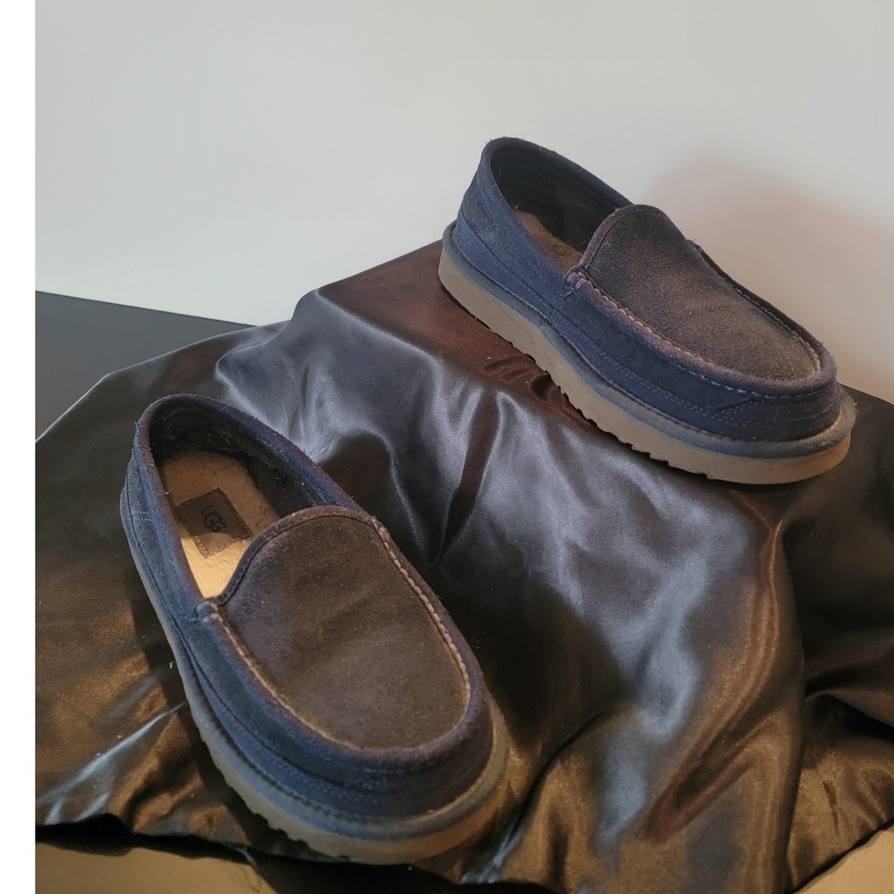 UGG Ascot Navy Blue Suede Loafers Mens Size 8 S/N 1103889 Slipper Shoes
